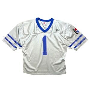 Vintage Rawlings Pepsi One Mesh Football Jersey Mens XL Silver Blue Made in USA
